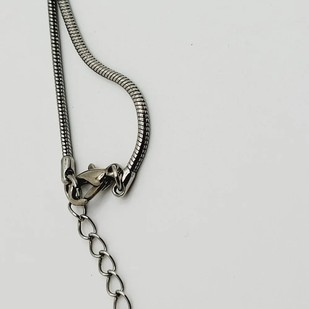 Silver & Gold Tone Pendant Snake Choker Necklace Filigree Gold tone accents - Picture 8 of 9